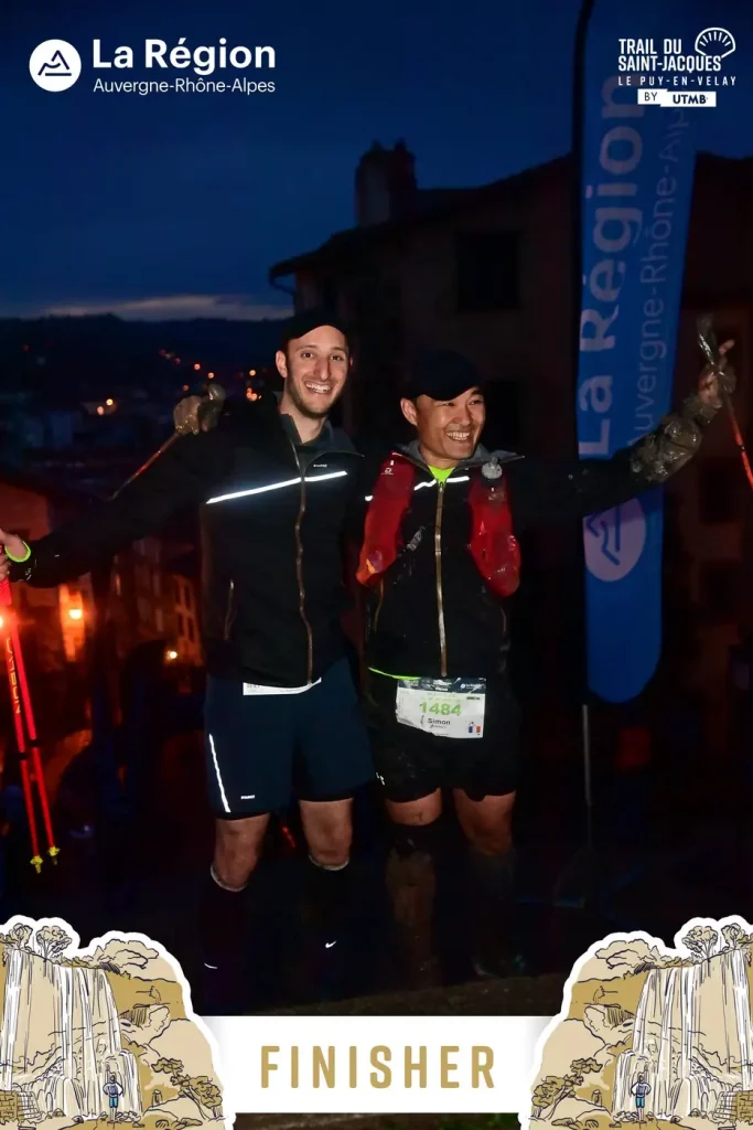Aurélien Roscini Vitali à l'arrivée du trail du Saint-Jacques, 73 km